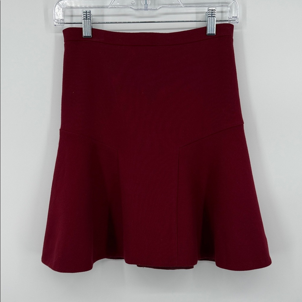J. Crew Jewel Toned Rich Burgundy Red A-Line Skirt Size 00 Viscose